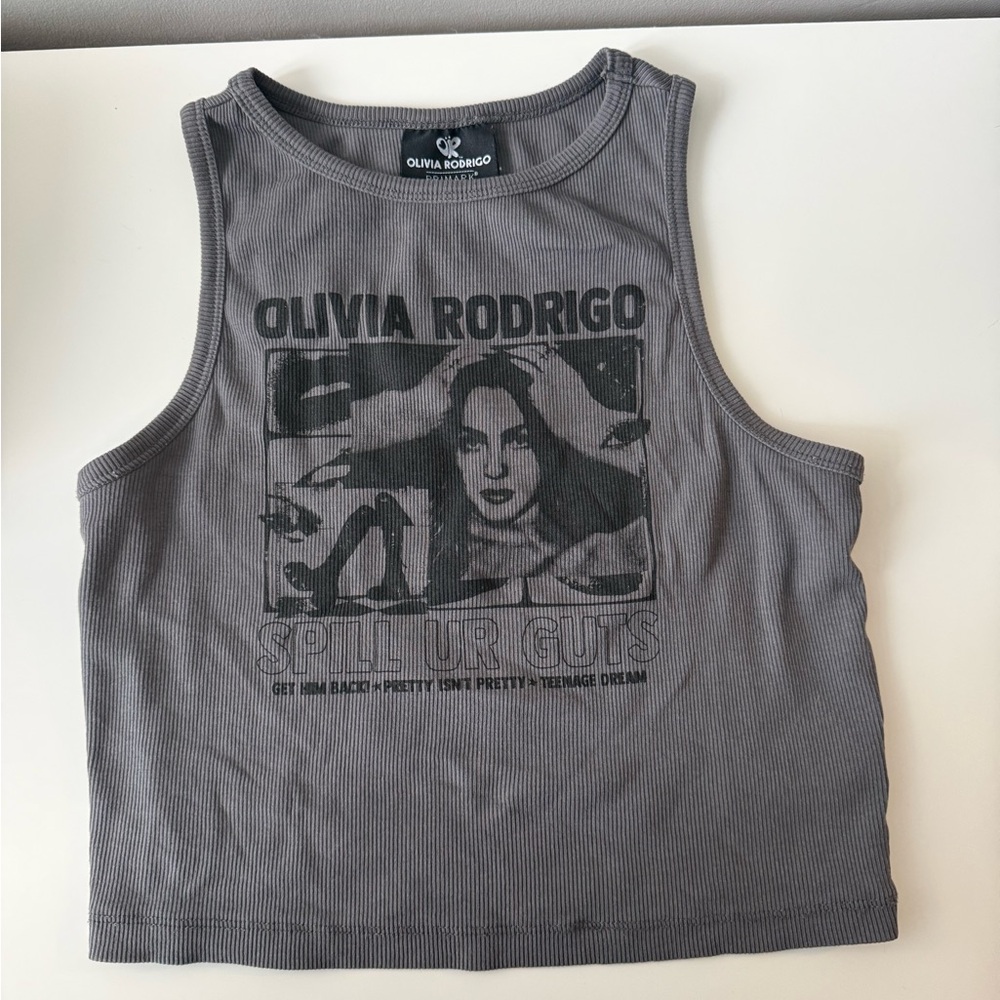 Olivia Rodrigo Charcoal Gray Graphic Tank Top